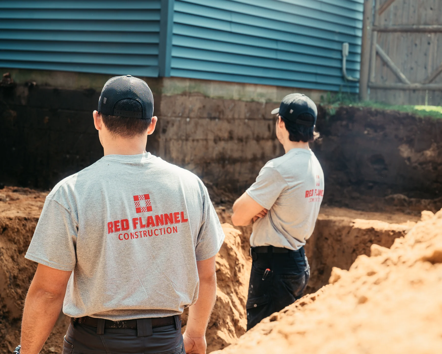 The Red Flannel construction team reviewing an active residential jobsite