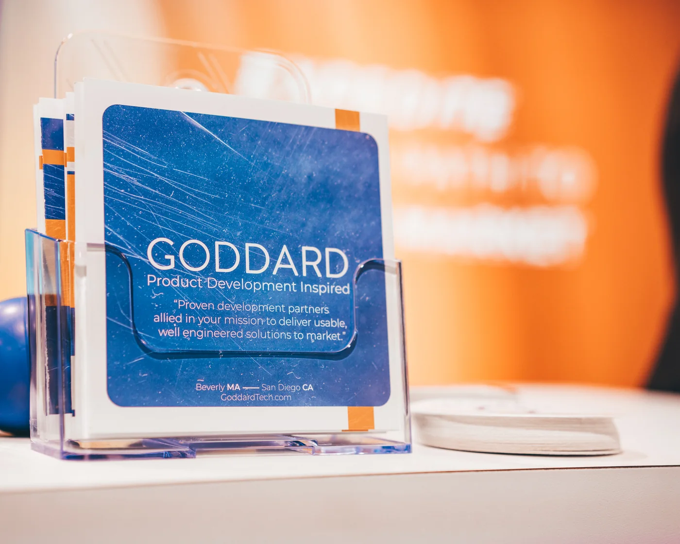 Printed Goddard collateral at the expo booth